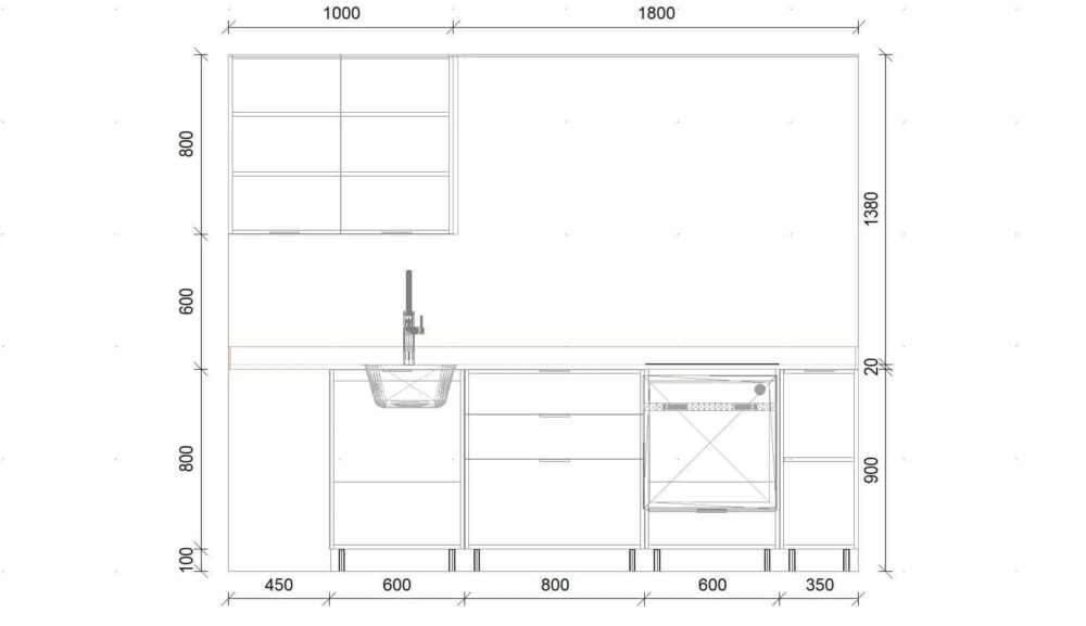 Plano frontal cocina