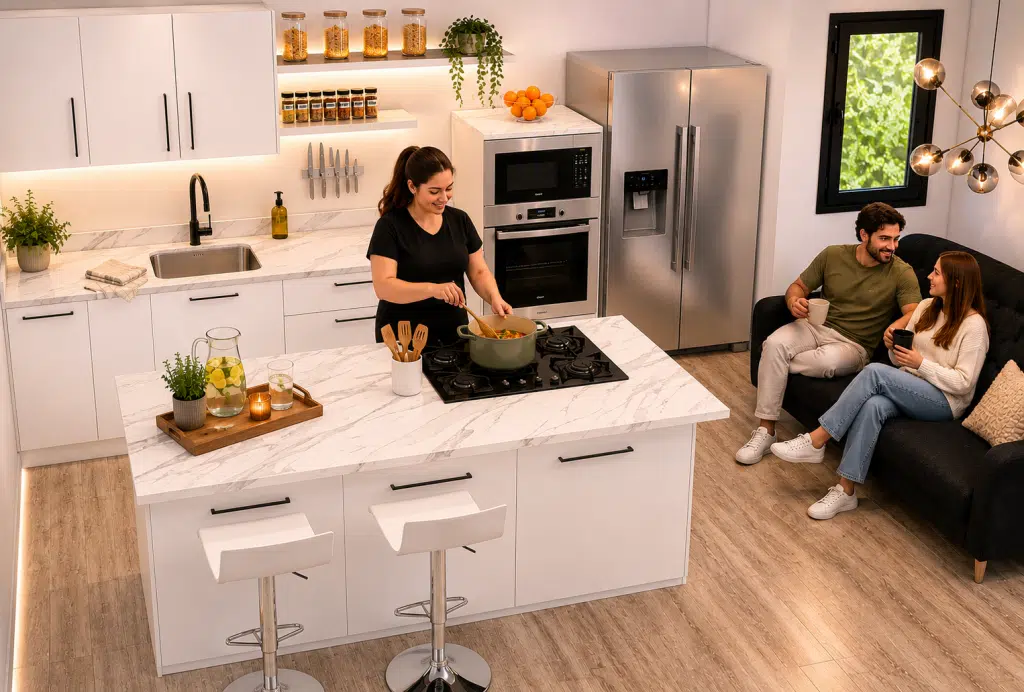 Cocina blanca con isla