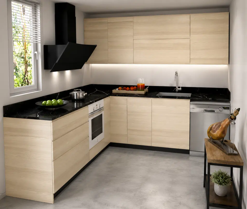 Cocina madera y ngro.